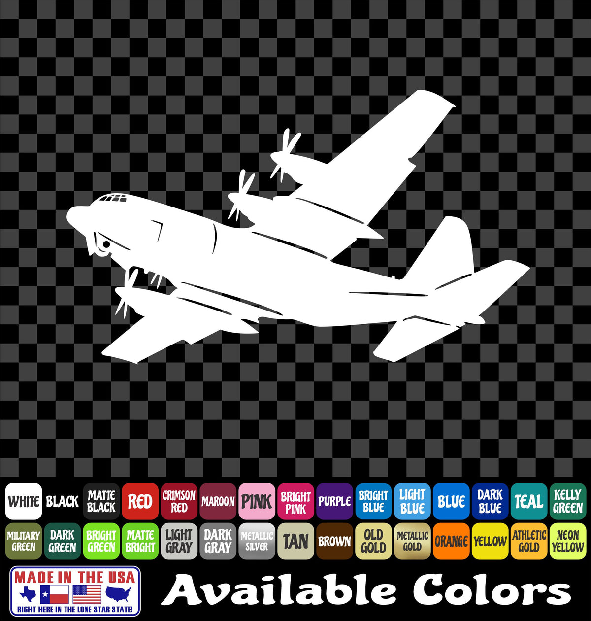 C-130 Airplane Sticker – Air Force Hercules Cargo Plane Military Vinyl Decal