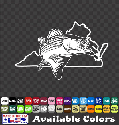 Virginia Striped Bass Vinyl Decal – Striper / Rockfish Fishing Sticker