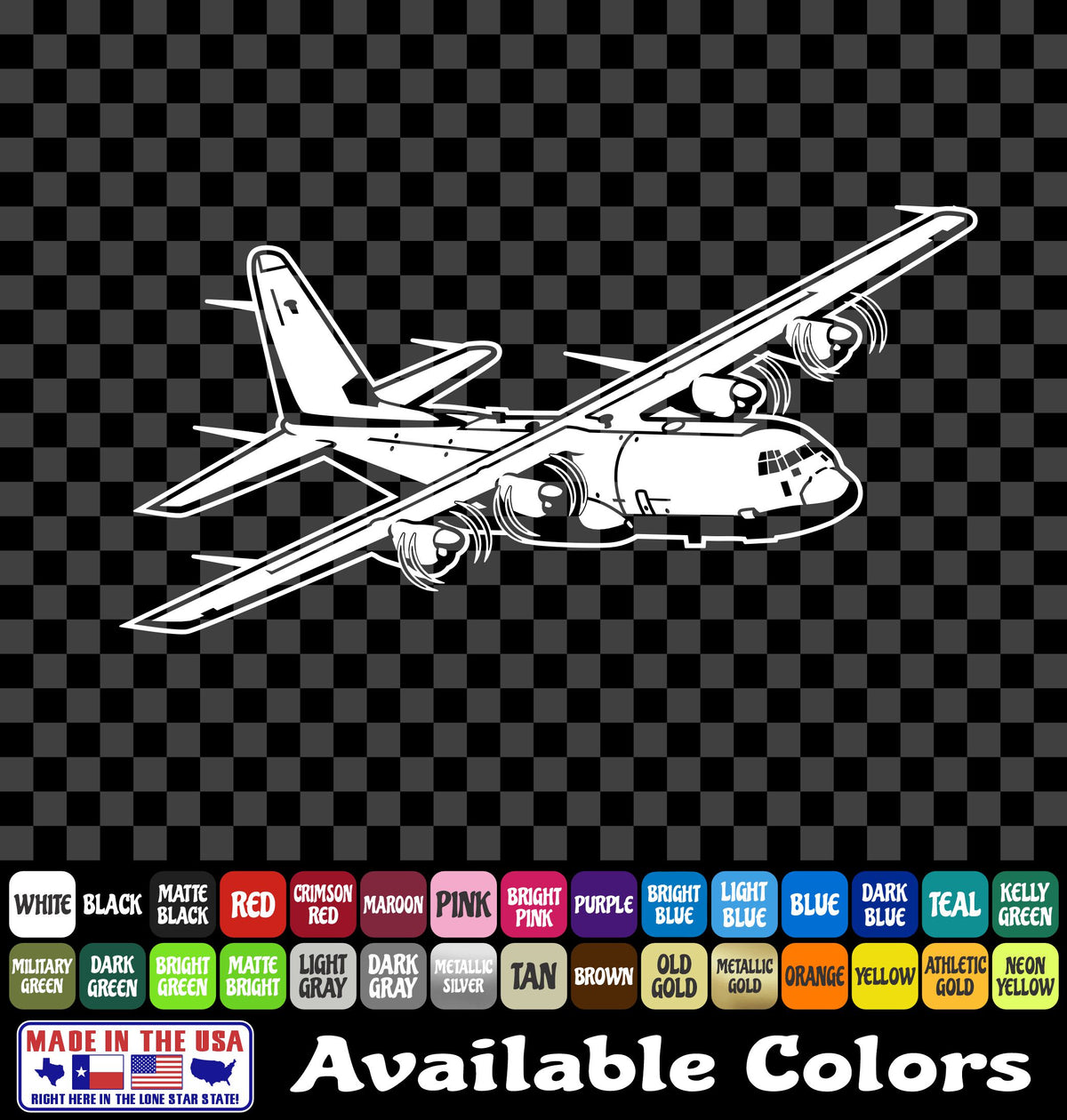 C-130 Airplane Sticker – Air Force Hercules Cargo Plane Military Vinyl Decal