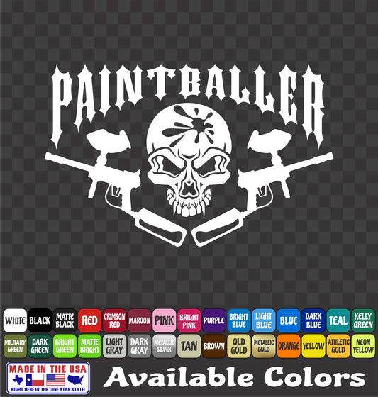 Paintballer Skull Sticker Skeleton Head Marker Vinyl Decal Bones