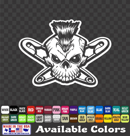 Punk Rock Skull Crossbones Sticker Mohawk Skeleton Vinyl Window Decal