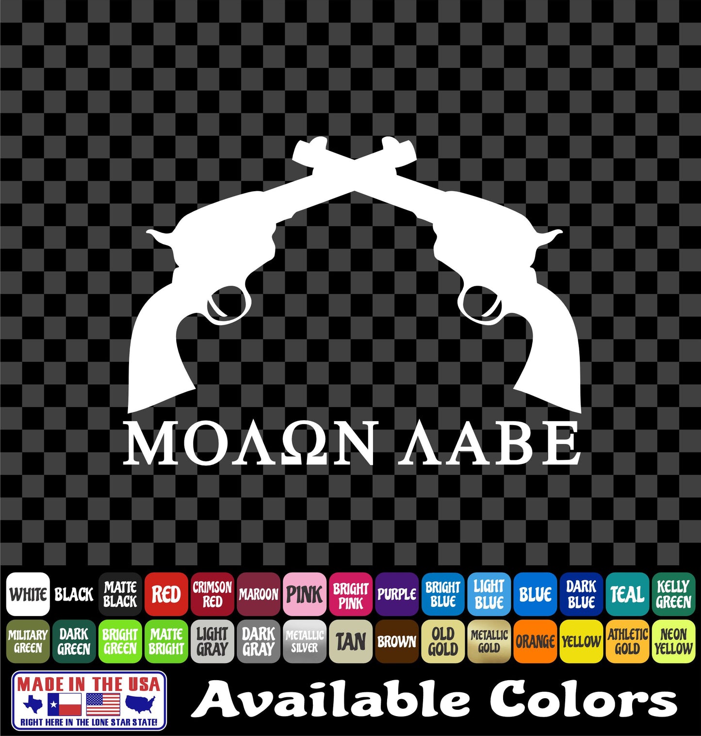 Molon Labe Pistol Decal – Come and Take Them Vinyl Sticker