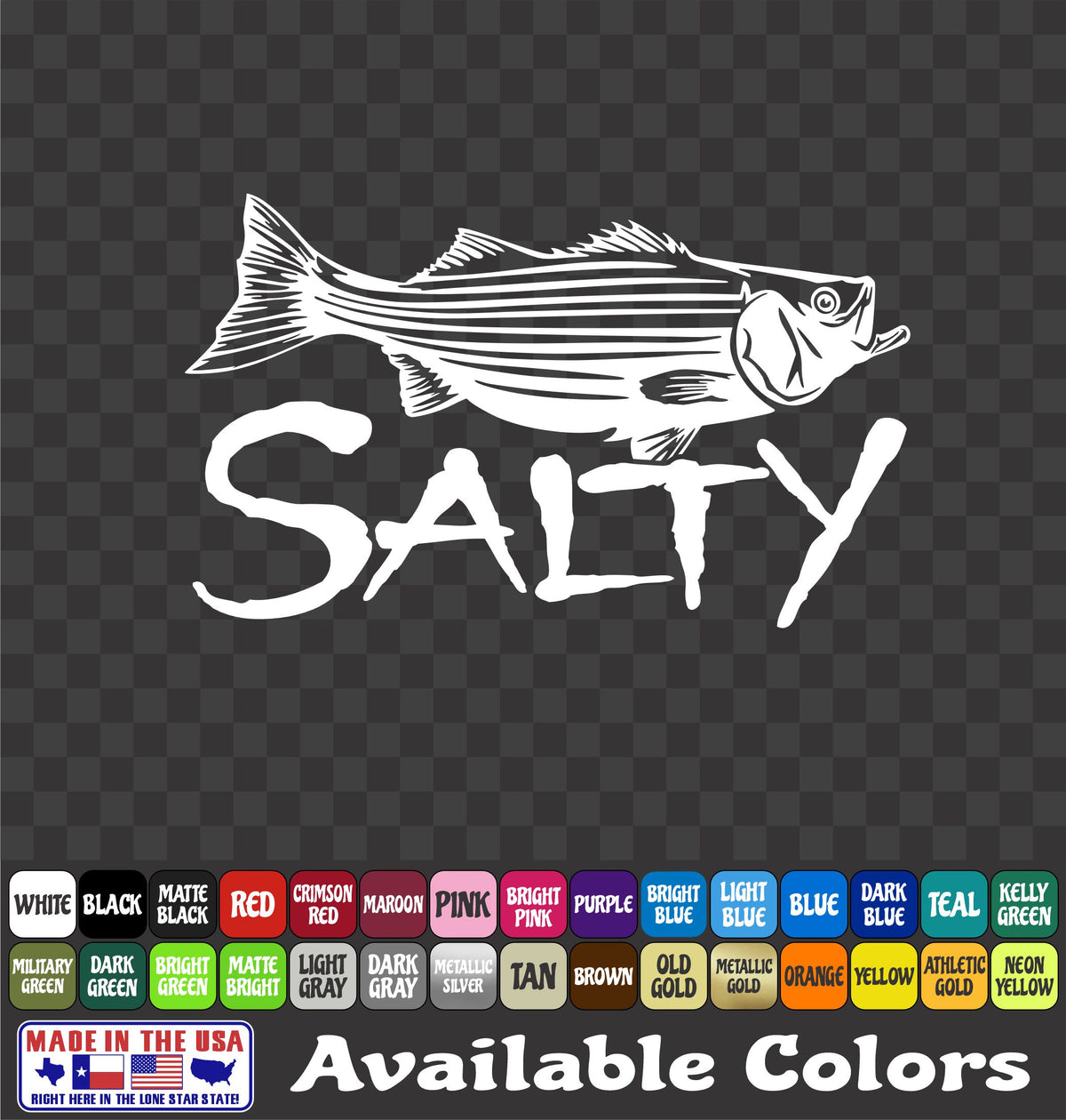 Salty Striped Bass Fishing Vinyl Decal – Striper / Rockfish Sticker