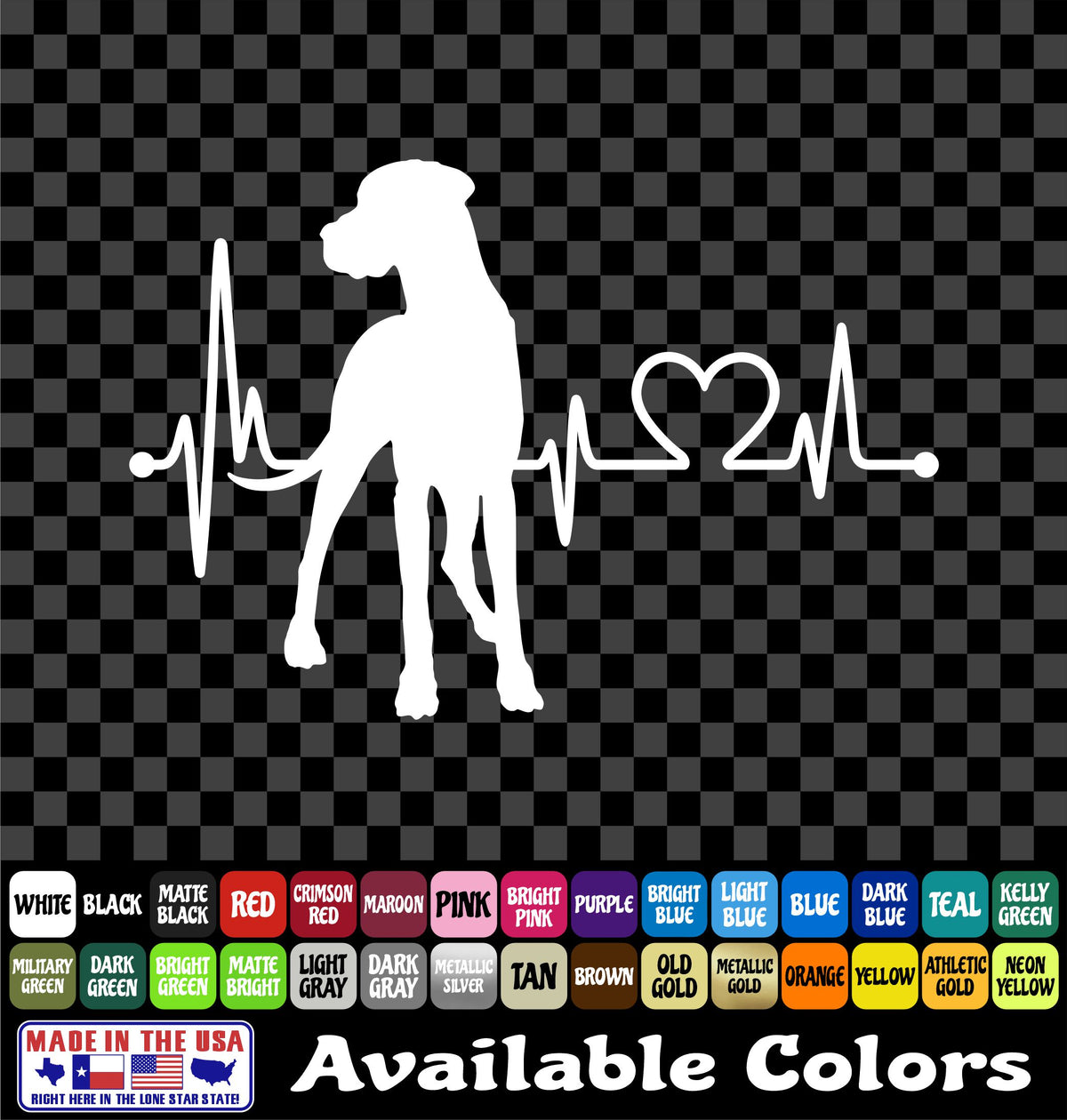 Great Dane Heartbeat Sticker Dog Vinyl Decal Car Truck Window