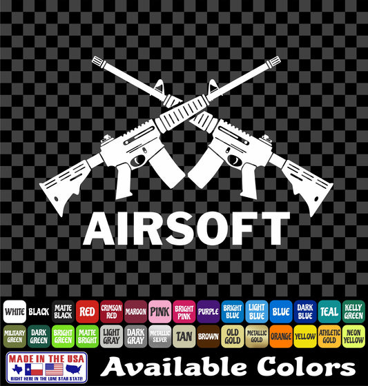 Airsoft Crossed Rifle Sticker – Tactical Military Style Vinyl Decal