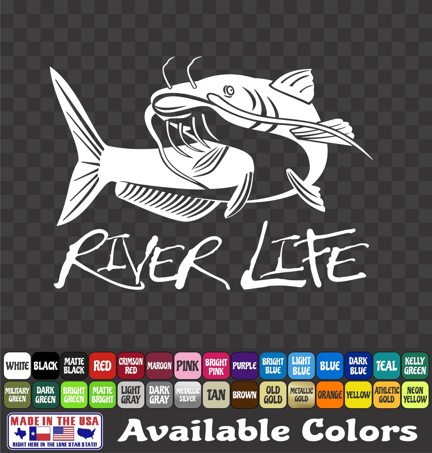 Channel Catfish “River Life” Noodling Vinyl Decal – Fishing Sticker