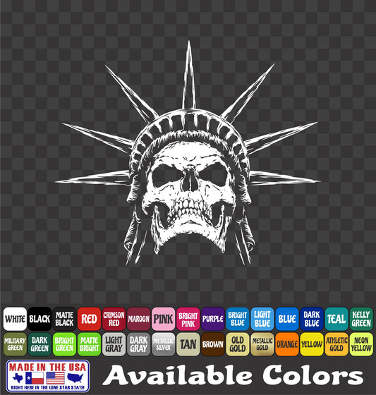 Statue of Liberty Skull Sticker Patriotic America Skeleton Vinyl Window Decal
