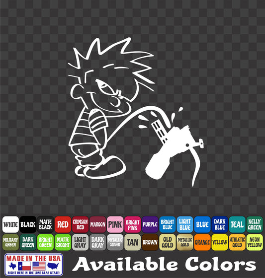 Cartoon Kid Bottle Retriever Vinyl Decal – Funny Bowfishing Sticker