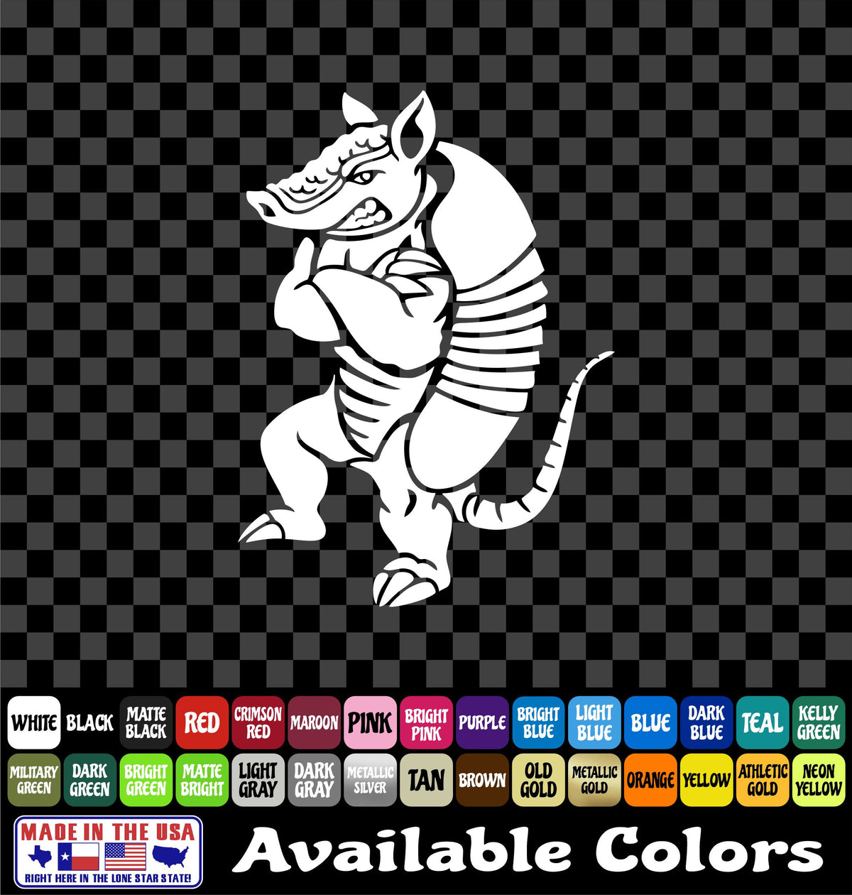 Armadillo Sticker Texas Wild Armored Animal Vinyl Decal Car Truck