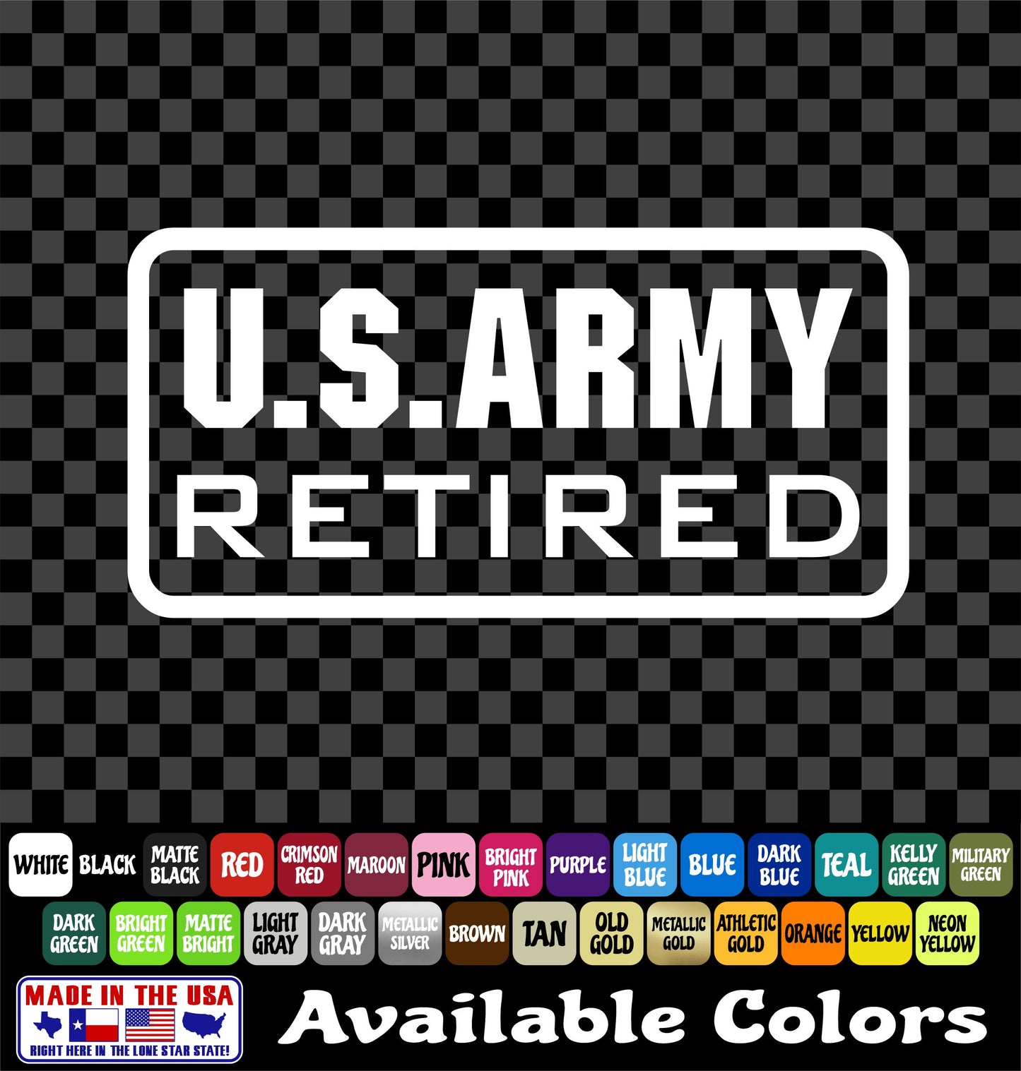U.S. Army Retired Sticker Military Car Vinyl Decal Truck
