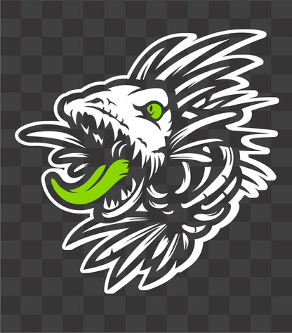 Scary Zombie Fish Skeleton Vinyl Decal – Evil Fishing Skull Sticker (2 color)