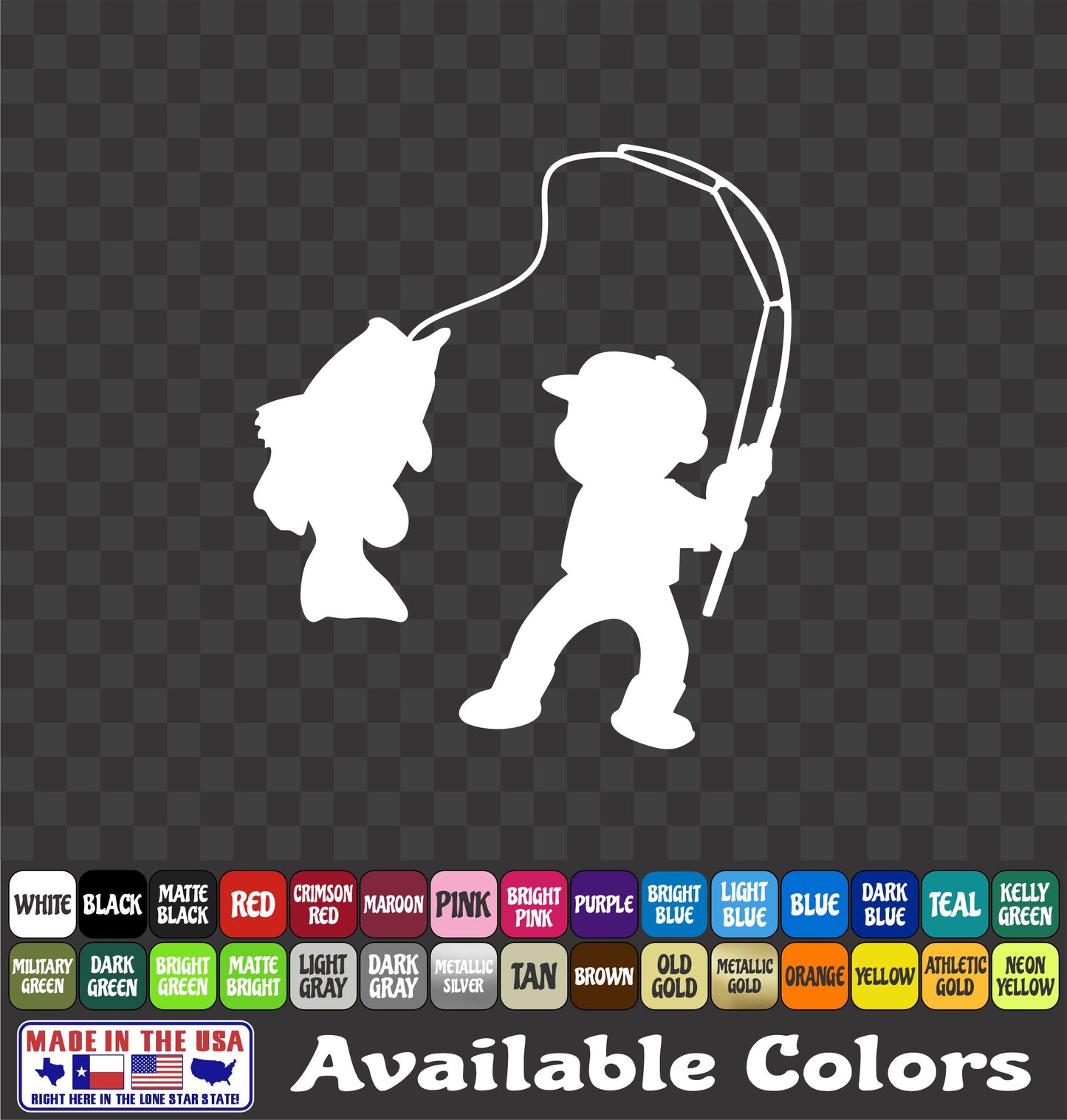 Kid Bass Fisherman Vinyl Decal – Fishing Sticker