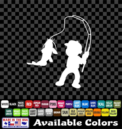 Kid Catfish Fisherman Vinyl Decal – Fishing Sticker
