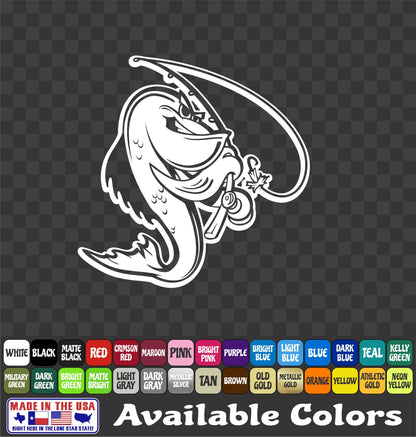 Funny Catfish with Pole Vinyl Sticker