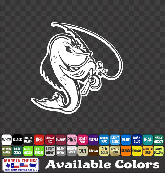Funny Catfish with Pole Vinyl Sticker