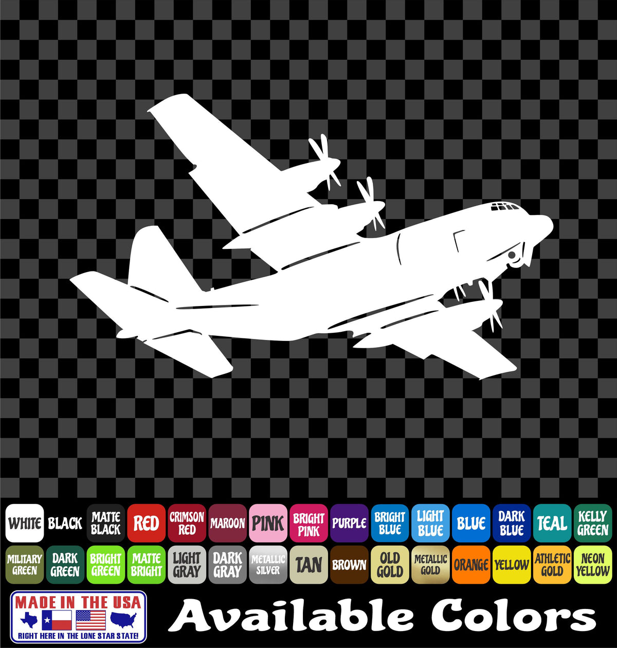 C-130 Airplane Sticker – Air Force Hercules Cargo Plane Military Vinyl Decal
