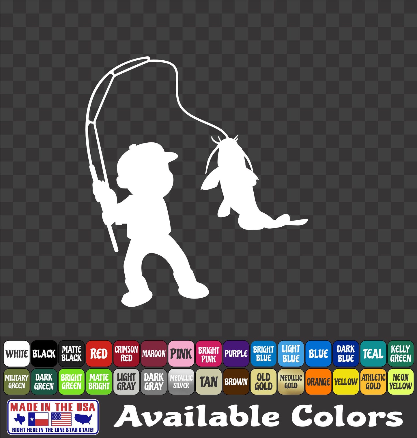 Kid Catfish Fisherman Vinyl Decal – Fishing Sticker