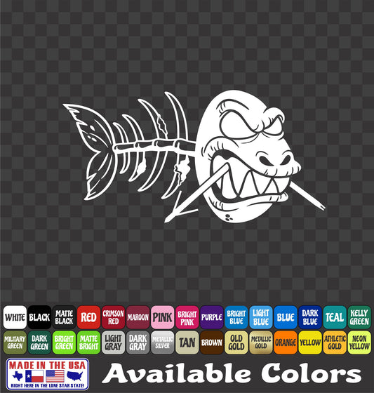 Zombie Bowfishing Skull Vinyl Decal – Skeleton Fish Sticker