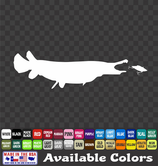 Alligator Gar Decal – Longnose Needlenose Fish Vinyl Sticker