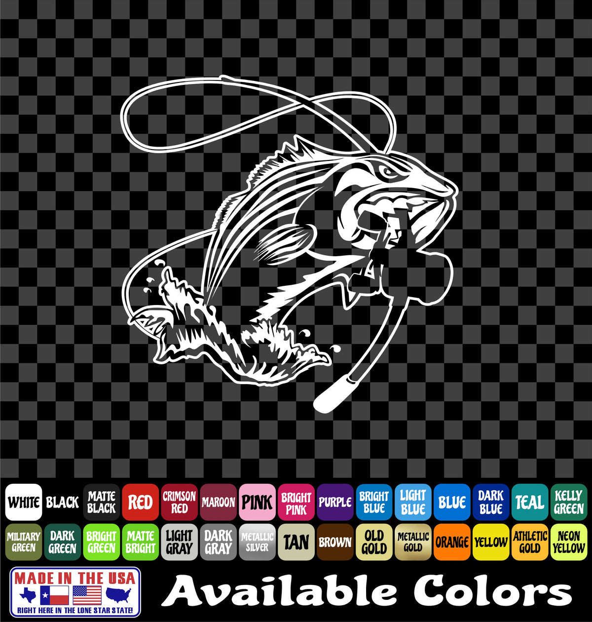 Jumping Striper Fishing Vinyl Decal – Angry Fish Sticker