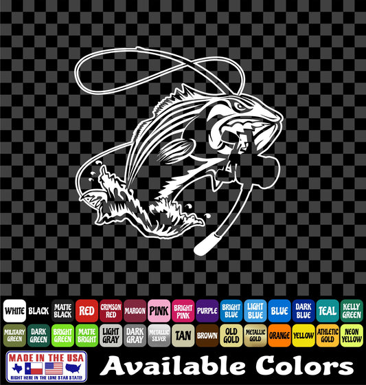 Jumping Striper Fishing Vinyl Decal – Angry Fish Sticker