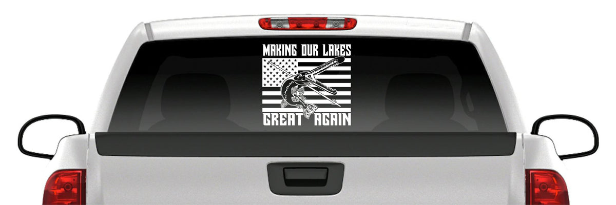 Make Our Lakes Great Bowfishing Gar Vinyl Decal – American Flag Arrow