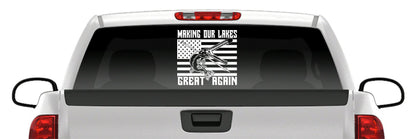 Make Our Lakes Great Bowfishing Gar Vinyl Decal – American Flag Arrow