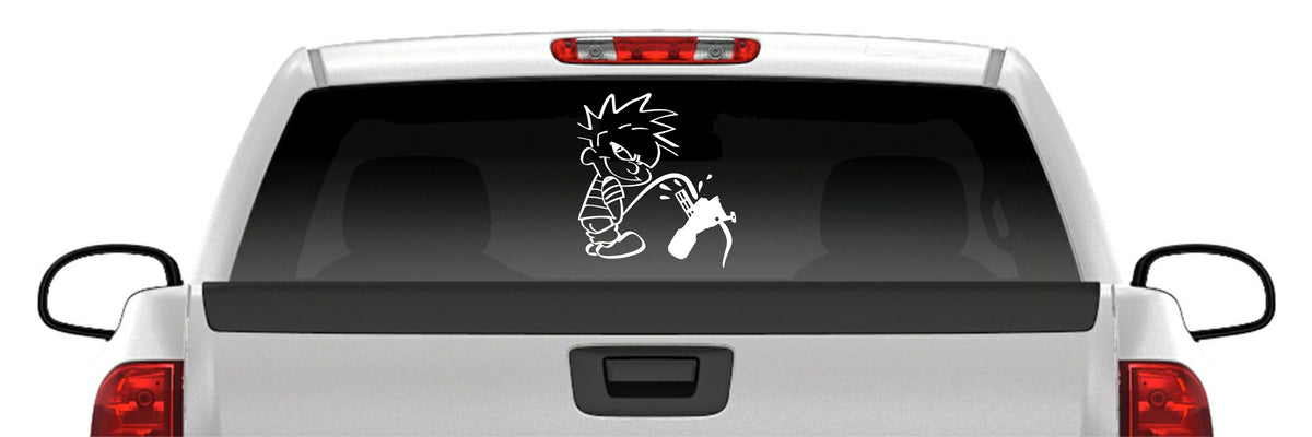 Cartoon Kid Bottle Retriever Vinyl Decal – Funny Bowfishing Sticker