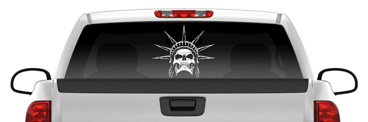 Statue of Liberty Skull Sticker Patriotic America Skeleton Vinyl Window Decal