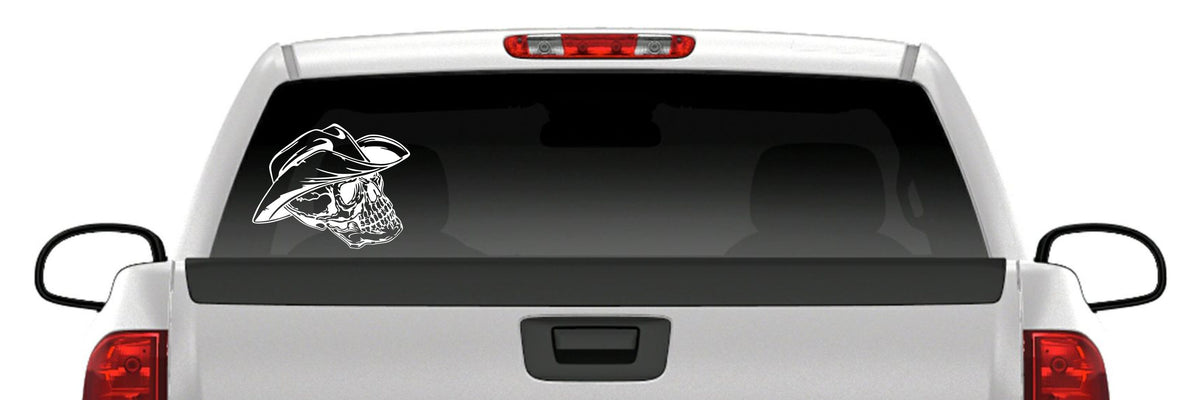 Cowboy Skull Sticker Skeleton Western Hat Vinyl Car Window Decal