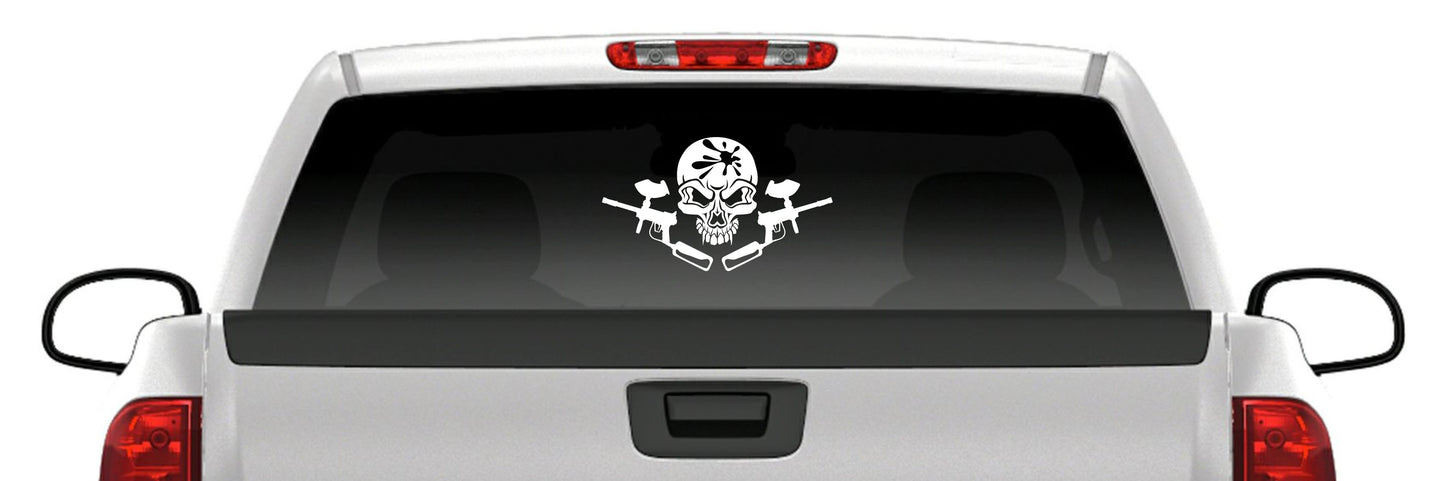 Paintball Marker Sticker Shooting Skull Splat Sport Fun Vinyl Decal