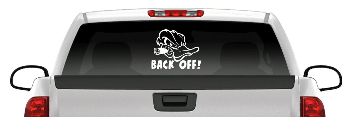 Back Off! Angry Duck Head Cigar Sticker Waterfowl Fun Vinyl Decal