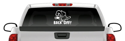 Back Off! Angry Duck Head Cigar Sticker Waterfowl Fun Vinyl Decal