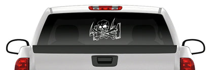 4x4 Skull Crossbones Sticker Offroad Mud ATV Vinyl Truck Window Outline Decal