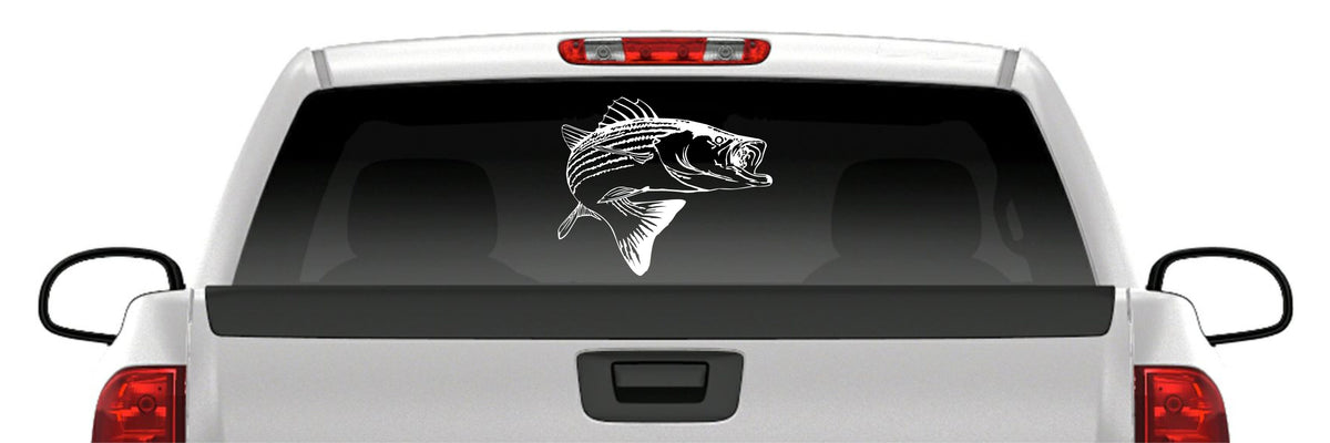 Jumping Striped Bass Fishing Vinyl Decal – Striper / Rockfish Sticker