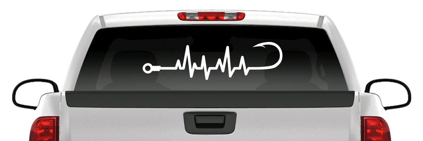 Fishing Hook Heartbeat Vinyl Decal