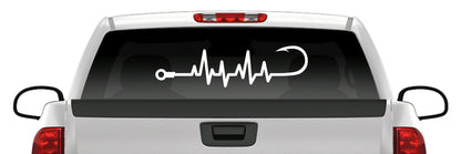 Fishing Hook Heartbeat Vinyl Decal