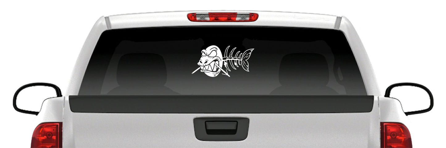 Zombie Bowfishing Skull Vinyl Decal – Skeleton Fish Sticker