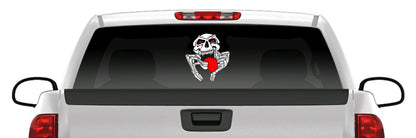 Crazy Laughing Skull Sticker Psycho Skeleton Vinyl Decal - Pick Your Tongue Color