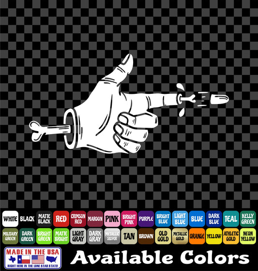 2A Sticker Zombie Handgun Fingers Vinyl Decal Shooting Hand Sticker