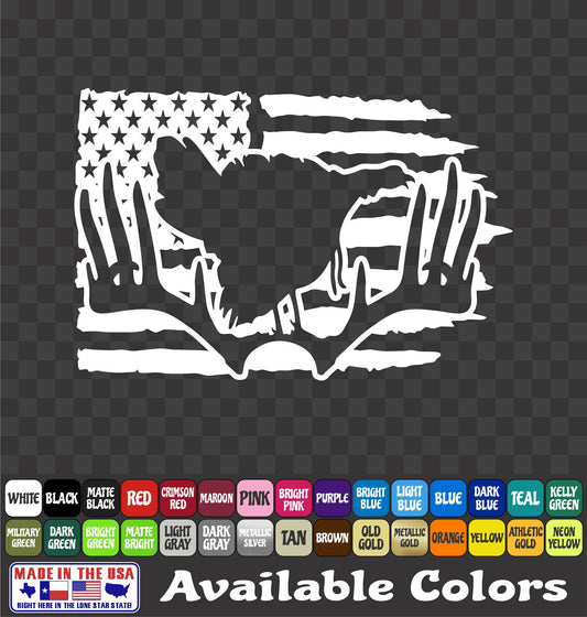 Turkey Flag Deer Antler Decal – Hunting Vinyl Sticker