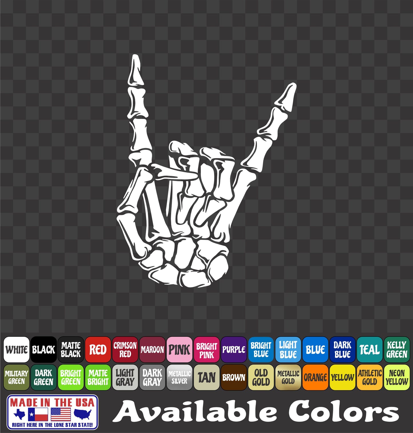 Skeleton Hand Metal Horns Sticker Rock and Roll Skull Decal