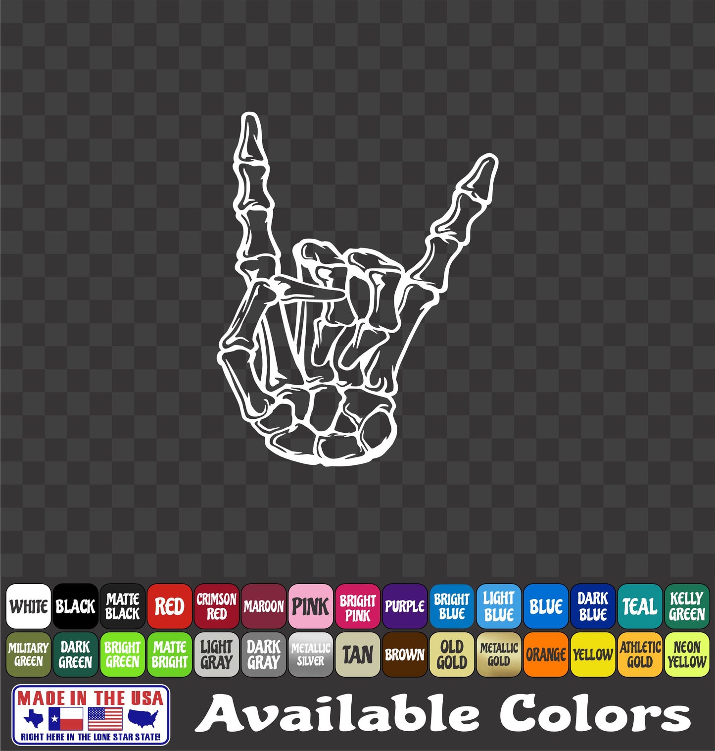 Skeleton Hand Metal Horns Sticker Rock and Roll Skull Decal