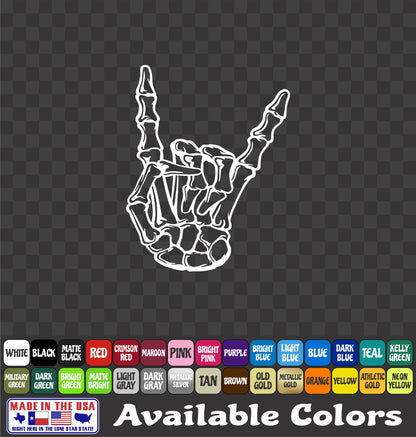 Skeleton Hand Metal Horns Sticker Rock and Roll Skull Decal
