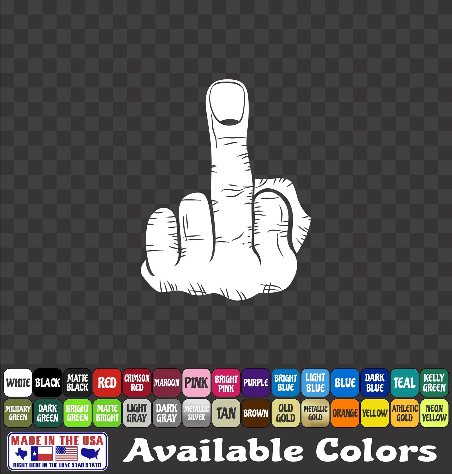 Middle Finger Decal Sticker Flip Off Funny Hand Salute Vinyl Decal