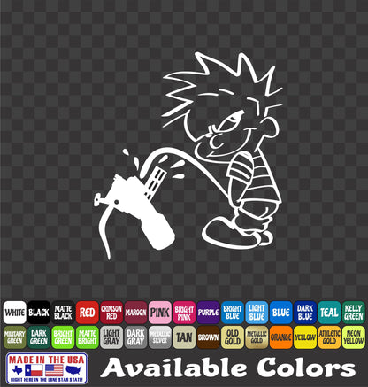 Cartoon Kid Bottle Retriever Vinyl Decal – Funny Bowfishing Sticker