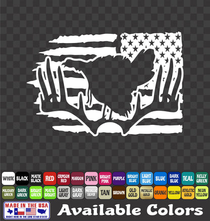 Turkey Flag Deer Antler Decal – Hunting Vinyl Sticker