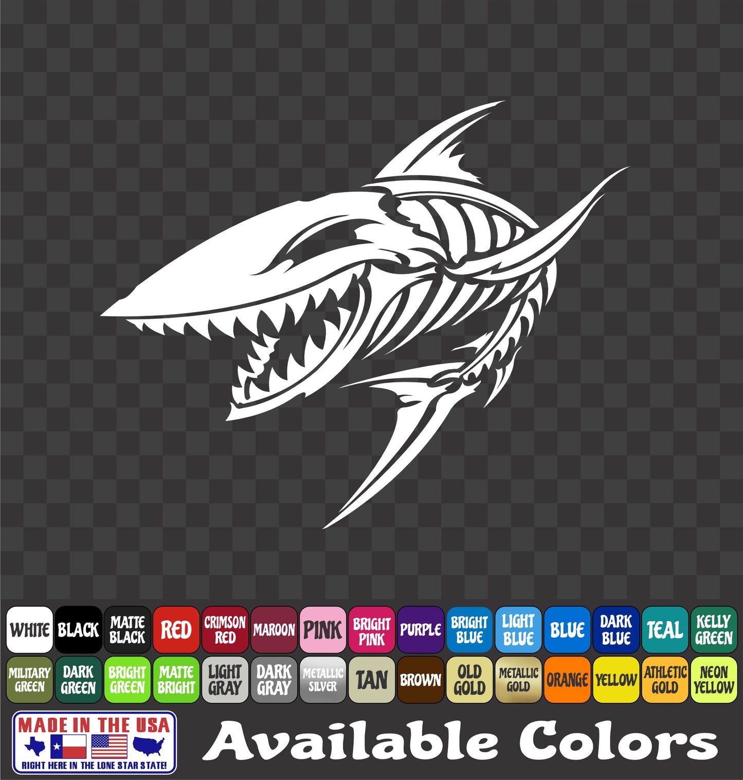 Angry Shark Skeleton Vinyl Decal – Ocean Fish