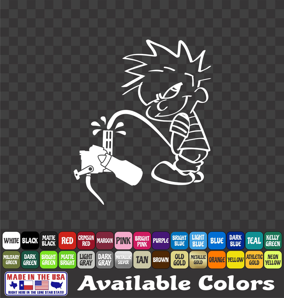 Calvin Pissing on Bottle Retriever Detailed Vinyl Decal – Funny Bowfishing Sticker
