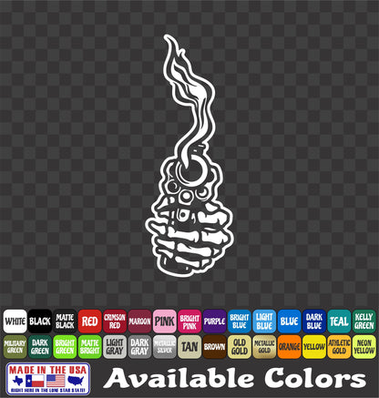 Skeleton Hands Smoking Guns Sticker Rock and Roll Skull Vinyl Window Decal